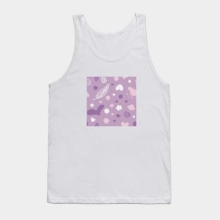 Purple Feather Heart Random Cute Pattern Tank Top